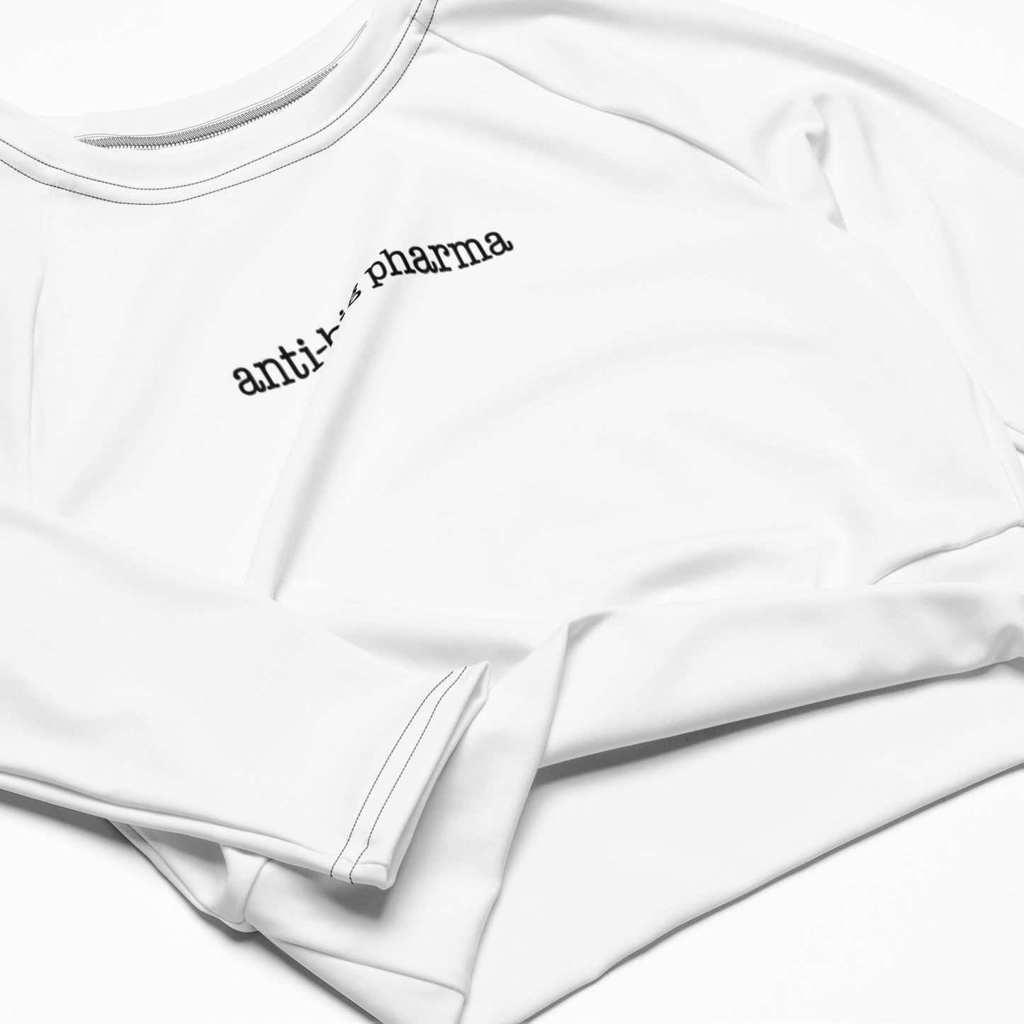 "anti-big pharma" Recycled long-sleeve crop top