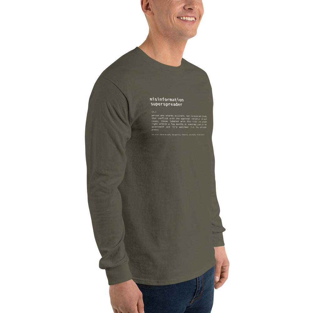 Misinformation Superspreader Men’s Long Sleeve Shirt (Army Green)