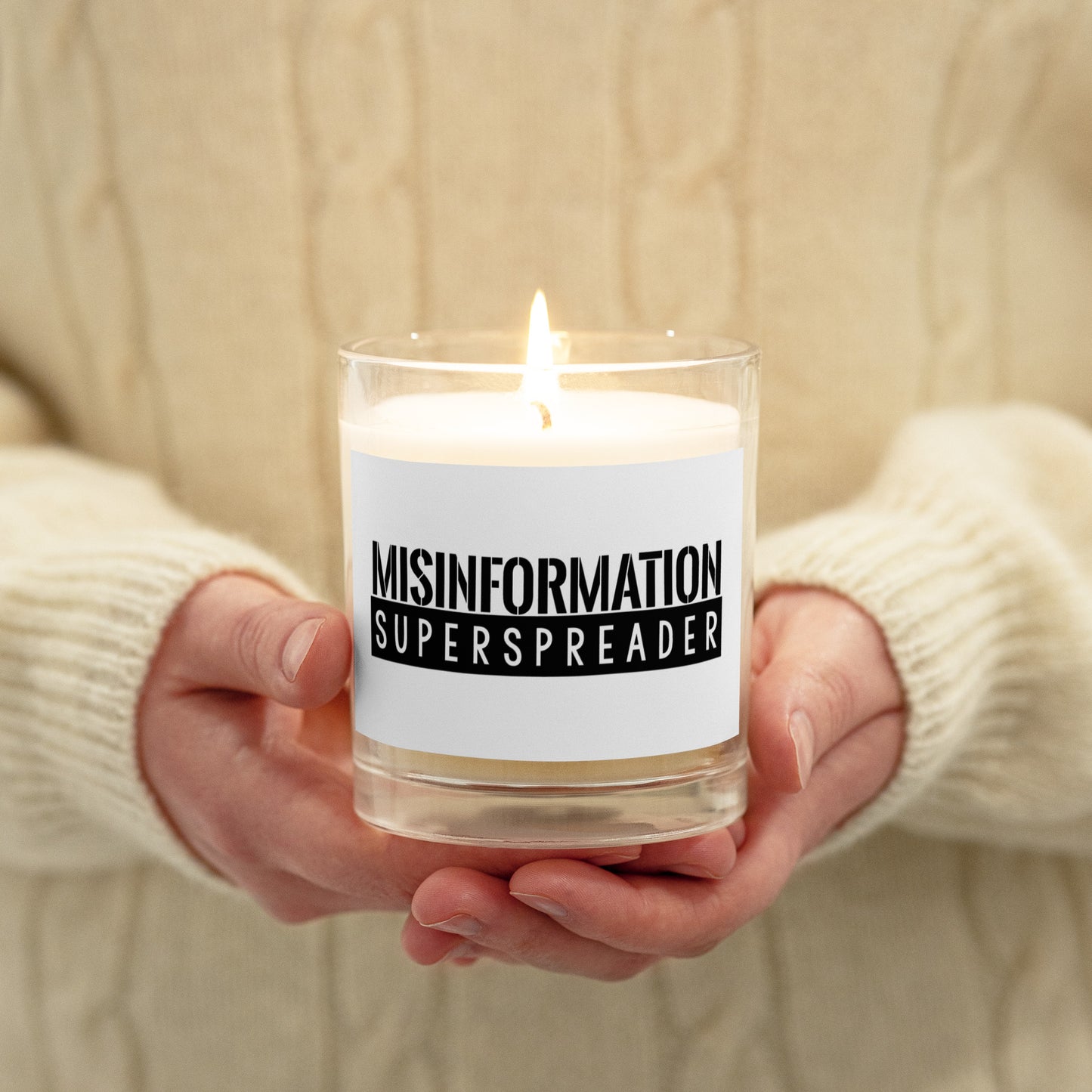 Misinformation Superspreader Glass jar soy wax candle