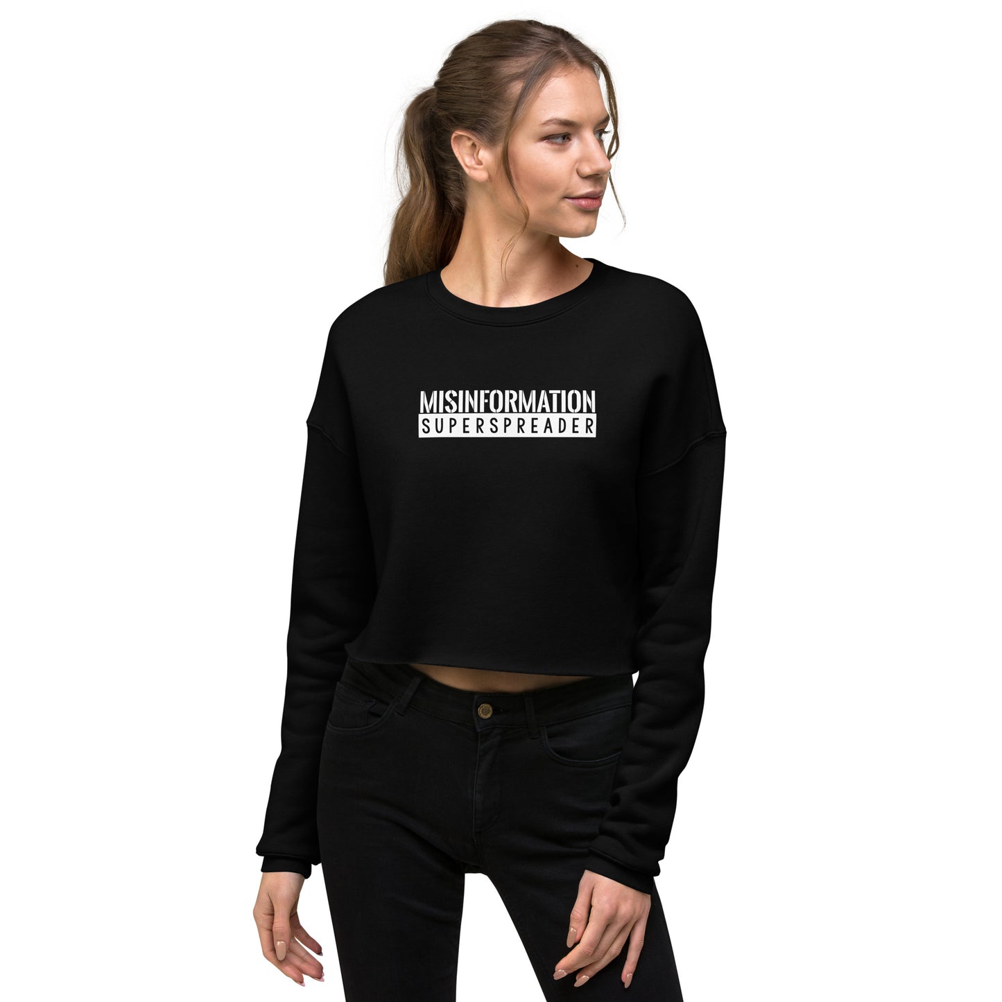 Misinformation Superspreader Crop Sweatshirt (Black)