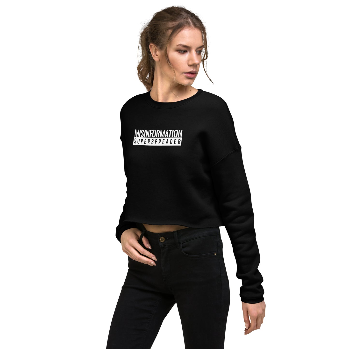 Misinformation Superspreader Crop Sweatshirt (Black)